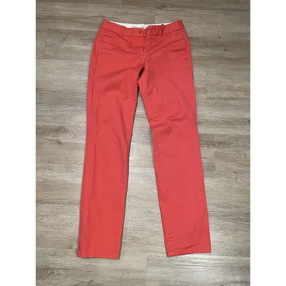 J CREW Womens Sz 2 Bennett Chino Pants Coral Red Flat Front Streight Leg Preppy - Picture 1 of 8